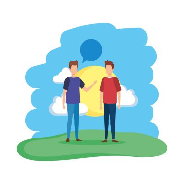 iki adam ile konuşma balonu alanında