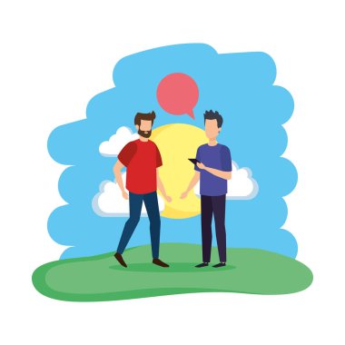 iki adam ile konuşma balonu alanında