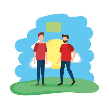 iki adam ile konuşma balonu alanında
