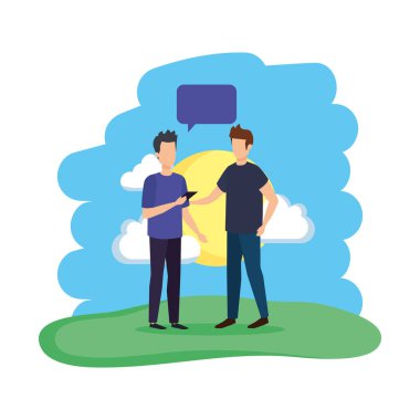 iki adam ile konuşma balonu alanında