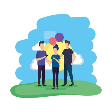 konuşma balonları kampında birlikte grup insan