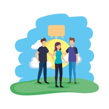 konuşma balonları kampında birlikte grup insan