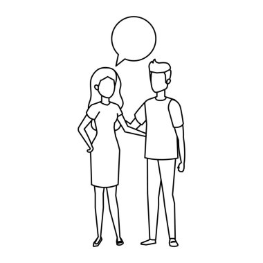 konuşma balonu karakterlerle genç çift