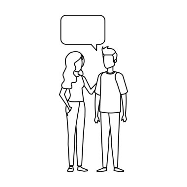 konuşma balonu karakterlerle genç çift