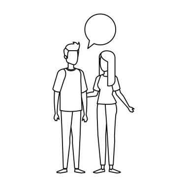 konuşma balonu karakterlerle genç çift