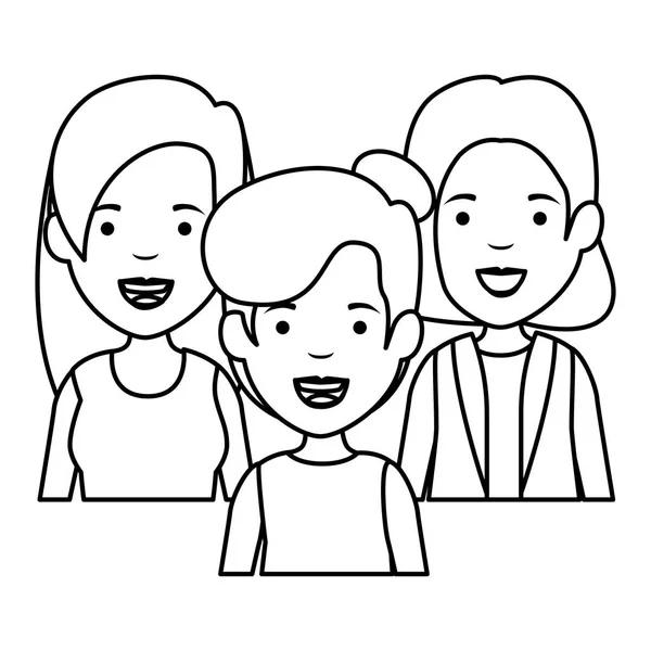 Grupo de meninas avatares personagens —  Vetores de Stock