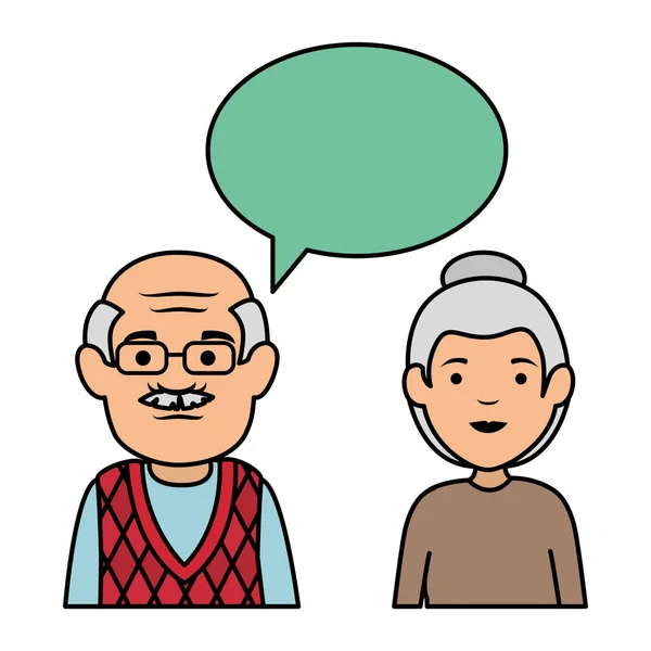 可爱的爷爷奶奶夫妇与语音泡泡 — 图库矢量图片