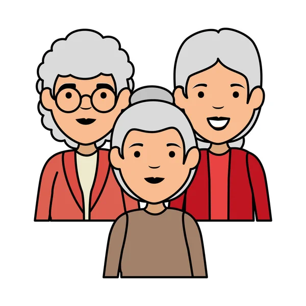 Groep schattig grootmoeders avatars tekens — Stockvector