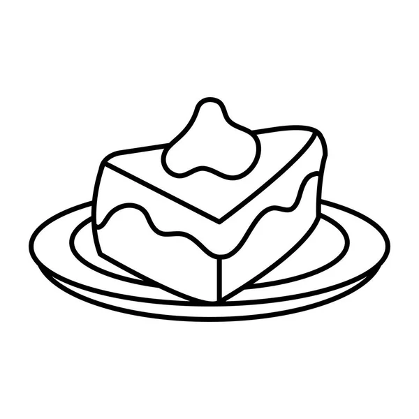Portion de gâteau sucré avec coeur amour — Image vectorielle