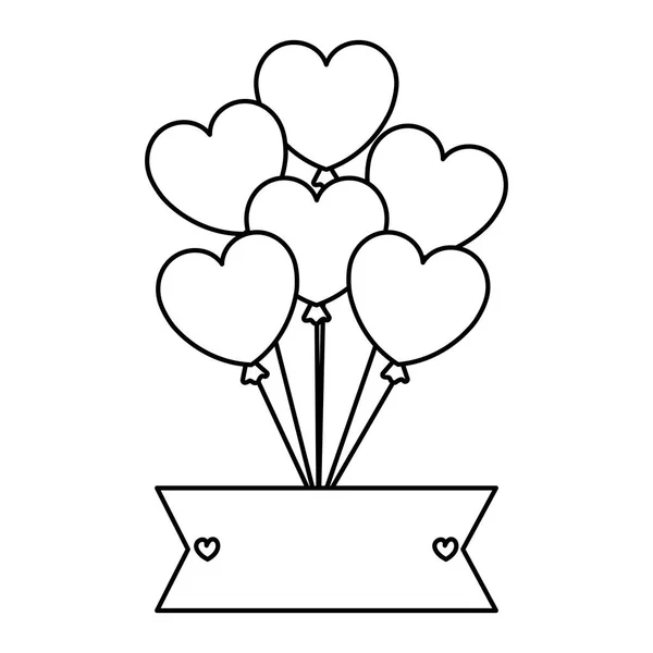 Καρδιά σχήμα μπαλόνια κόμμα με κορδέλα — Διανυσματικό Αρχείο