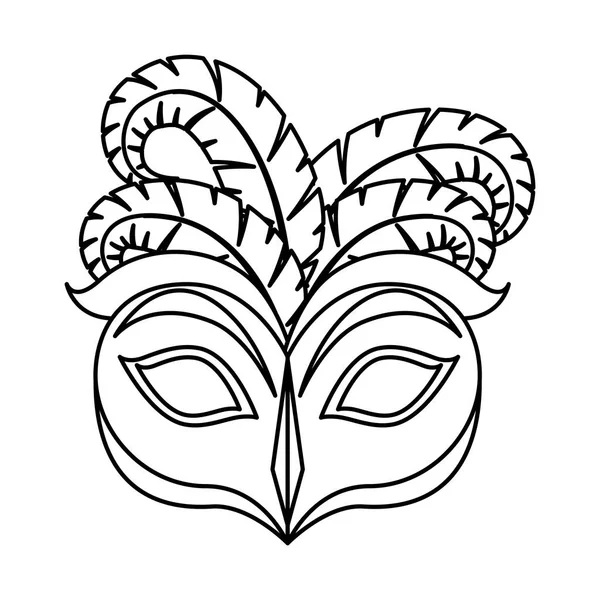 Máscara de carnaval con plumas — Vector de stock