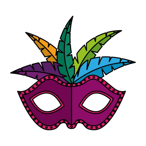 Máscara de carnaval com penas — Vetor de Stock