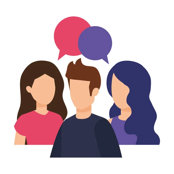 Group of people with speech bubble characters — Stock Vector