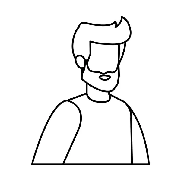 Joven con carácter avatar barba — Vector de stock