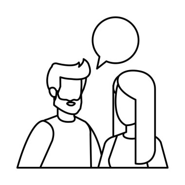 konuşma balonu karakterlerle genç çift