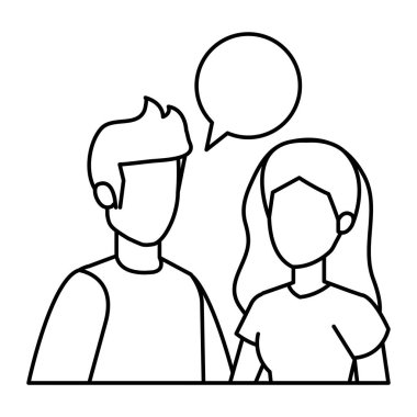 konuşma balonu karakterlerle genç çift