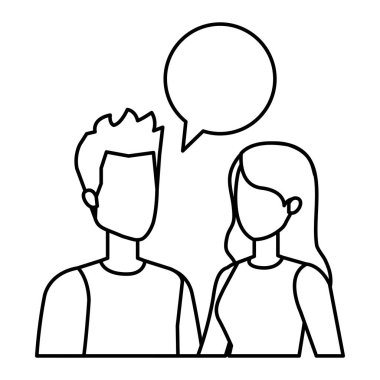 konuşma balonu karakterlerle genç çift