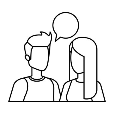 konuşma balonu karakterlerle genç çift