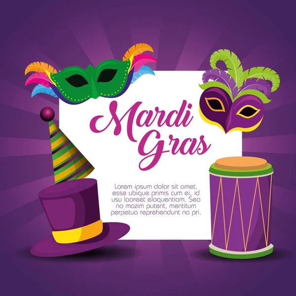 Cartão mardi gras para celebração do festival —  Vetores de Stock