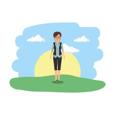 Kamptaki şık iş kadını