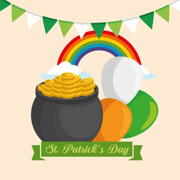 St patrick célébration de la journée avec décoration traditionnelle — Image vectorielle