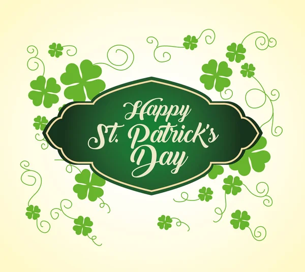 St patrick day emblem with clovers decoration — Stock Vector