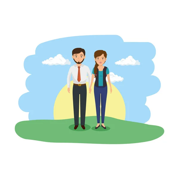 Business couple in the camp — Stock Vector