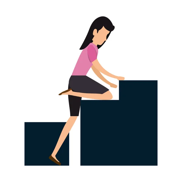 Elegante mujer de negocios escalada estadísticas bares — Vector de stock