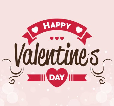 kalp ile mutlu Sevgililer günü kartı