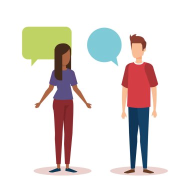 konuşma balonları ile konuşurken çift