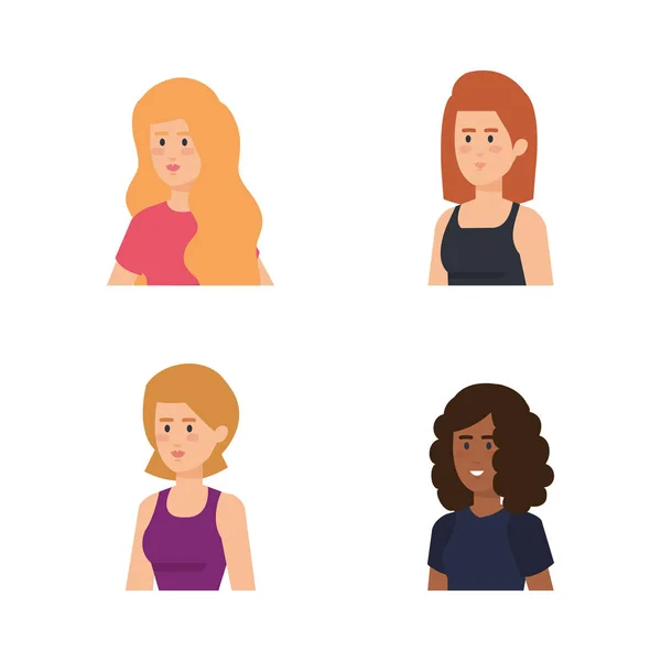 Groupe de filles avatars personnages — Image vectorielle