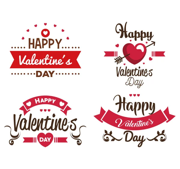 Boldog Valentin-napot kártyák beállítása — Stock Vector