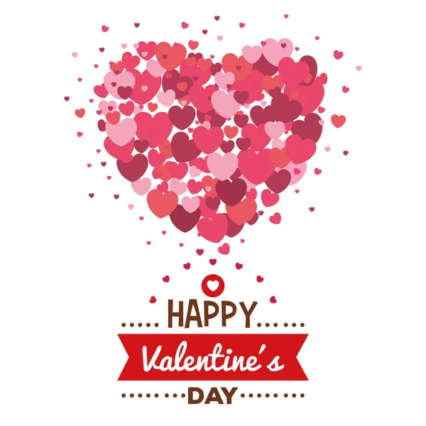 Cartão feliz dia dos namorados com padrão de corações — Vetor de Stock
