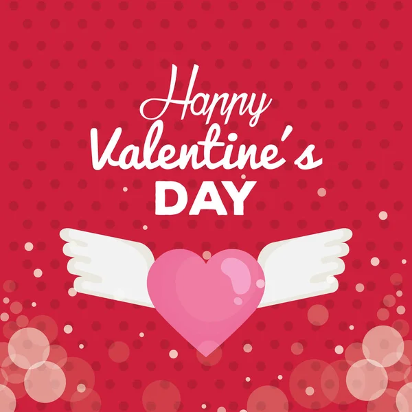 Happy Valentines Tageskarte mit fliegendem Herzen — Stockvektor