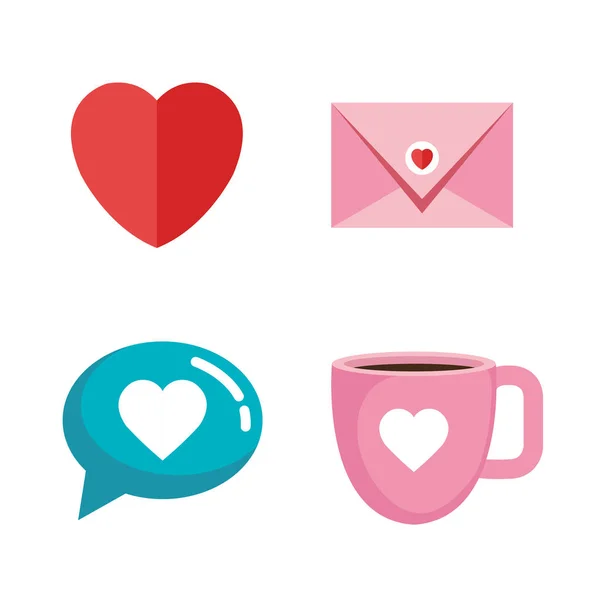 Heureux Valentines ensemble icônes jour — Image vectorielle