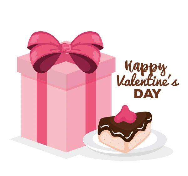 Valentijnsdag kaart met cadeau — Stockvector