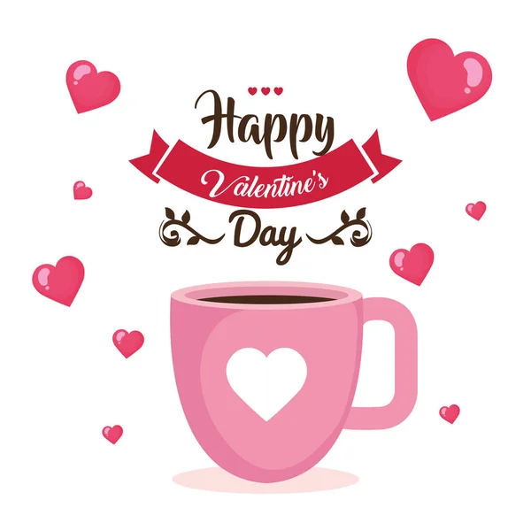 Happy Valentines Day Card with Ribbon — стоковый вектор