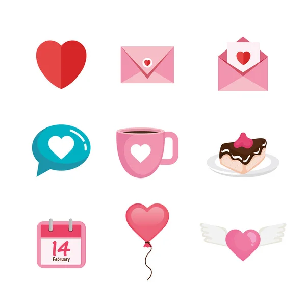 Happy Valentijnsdag set pictogrammen — Stockvector