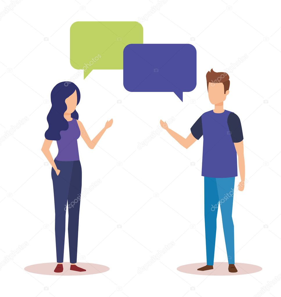couple talking with speech bubbles