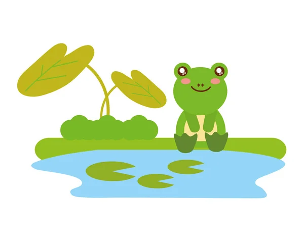 Cute frog sitting in the lake — Stock Vector