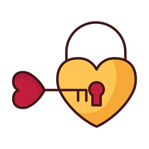 Padlcok Heart Key Love Happy Valentines Day Vector Illustration — Stock Vector