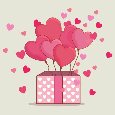 Kalp balonlar içinde Sevgililer günü hediyesi hediye