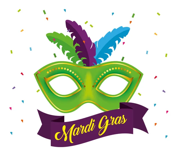 Celebración del mardi gras con máscara de fiesta — Vector de stock