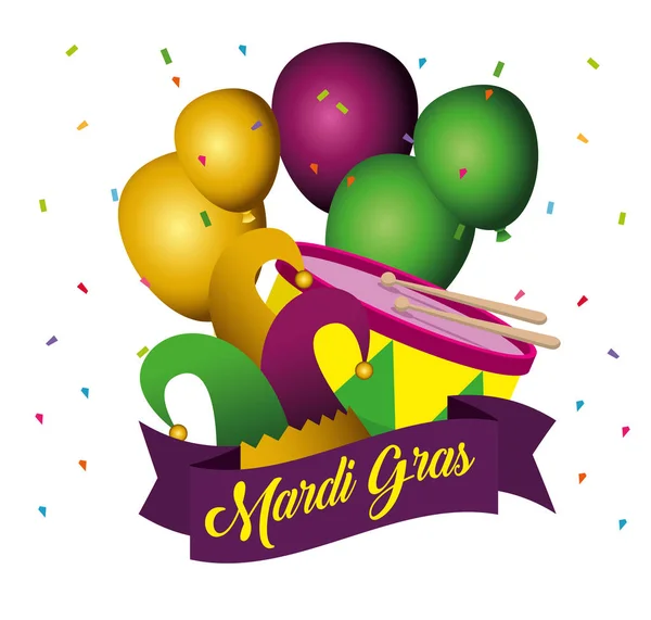 mardi gras festival with balloons and party hat