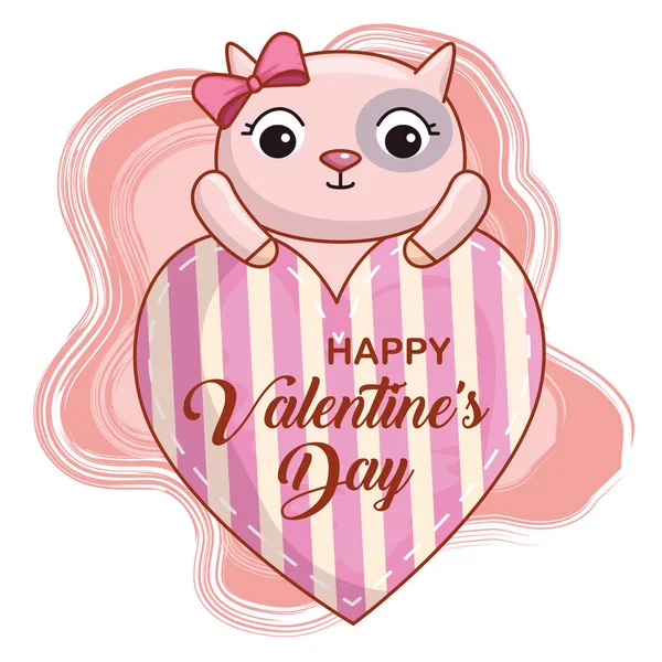 Kočka se srdcem na oslavu Valentýna — Stockový vektor