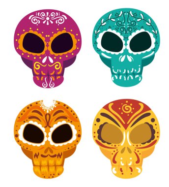 gün için süs dekorasyonu ile set skulls ölü vektör çizim od