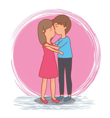 Sevgililer günü için kadın ve erkek çift öpücük