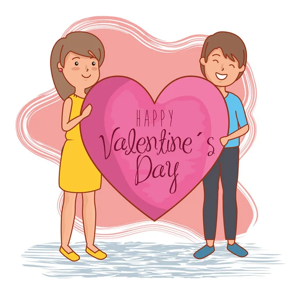 Sevgililer günü için kalp ile kadın ve erkek çift — Stok Vektör