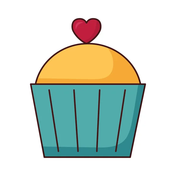 Cupcake Sucré Heureux Saint Valentin Illustration Vectorielle — Image vectorielle