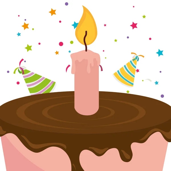 Aniversário bolo doce com velas — Vetor de Stock